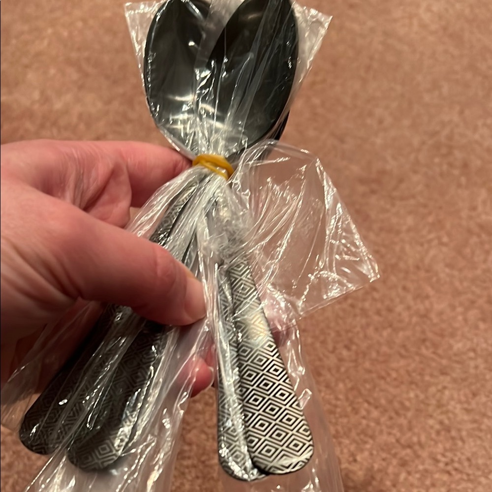 NWT 6pc Black Stainless Steel Elegant Soup spoons